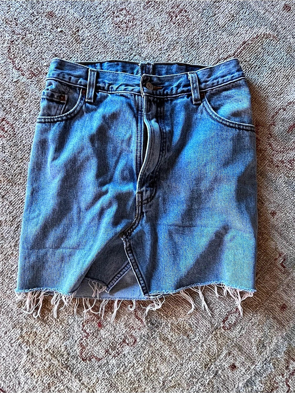 Levi's Deconstructed Skirt Blue Denim Cutoff Jean Shorts….handmade